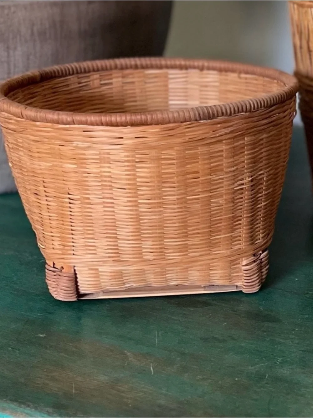 Set of 3 | BOHO Rattan Woven Baskets | Vintage | Large 8-1/4” T, Medium, Small